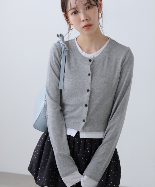 FREE'S MART（フリーズマート）の「◆レイヤード風カットソーカーディガン（Tシャツ/カットソー・レディース・ホワイト系その他/ブラック/グレー/ライトグリーン・FREE）」の19枚目の写真