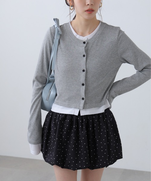 FREE'S MART（フリーズマート）の「◆レイヤード風カットソーカーディガン（Tシャツ/カットソー・レディース・ホワイト系その他/ブラック/グレー/ライトグリーン・FREE）」の20枚目の写真