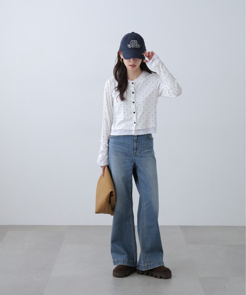 FREE'S MART（フリーズマート）の「◆レイヤード風カットソーカーディガン（Tシャツ/カットソー・レディース・ホワイト系その他/ブラック/グレー/ライトグリーン・FREE）」の5枚目の写真