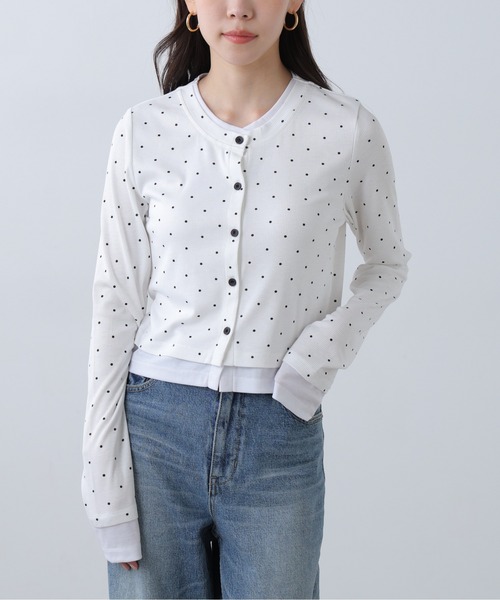 FREE'S MART（フリーズマート）の「◆レイヤード風カットソーカーディガン（Tシャツ/カットソー・レディース・ホワイト系その他/ブラック/グレー/ライトグリーン・FREE）」の9枚目の写真