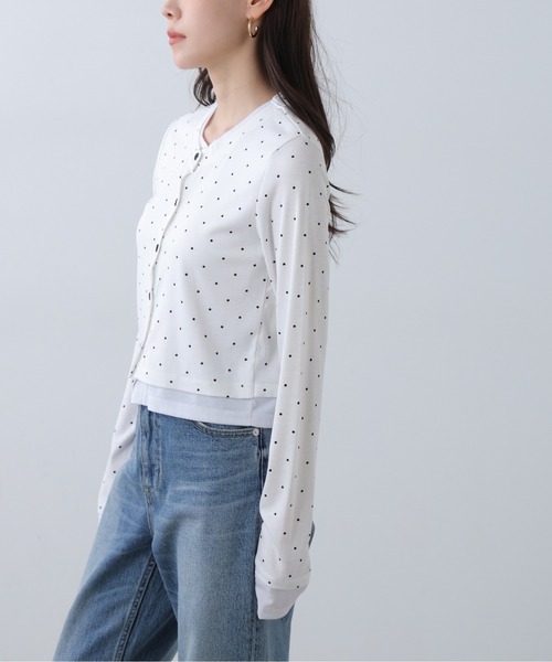 FREE'S MART（フリーズマート）の「◆レイヤード風カットソーカーディガン（Tシャツ/カットソー・レディース・ホワイト系その他/ブラック/グレー/ライトグリーン・FREE）」の10枚目の写真