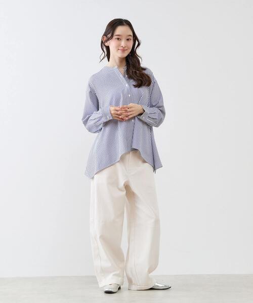 LOGEMENT DE CLAIRE（ロジュモンドクレール）の「フレアーヘムピンタックブラウス（シャツ/ブラウス・レディース・オフホワイト/グレー/ブルー/ブラウン・FREE）」の8枚目の写真