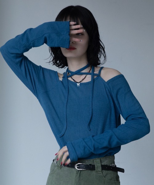 VACANCY（ヴァカンシー）の「カットオフシアーオーバートップス（Tシャツ/カットソー・レディース・ブルー/ブラック/ホワイト・FREE）」の14枚目の写真