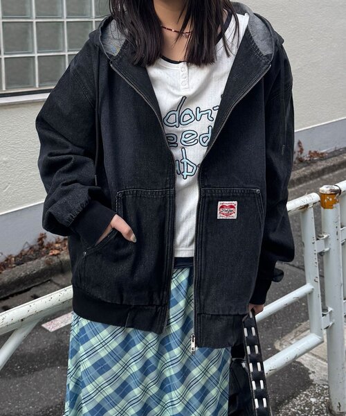 CIAOPANIC(チャオパニック)の「デニムダブルジップパーカー(デニムジャケット・レディース・インディゴブルー/グレー/サックスブルー/ブラック・MEDIUM/LARGE)」の5枚目の写真