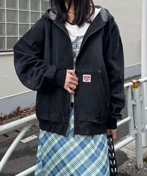 CIAOPANIC(チャオパニック)の「デニムダブルジップパーカー(デニムジャケット・レディース・インディゴブルー/グレー/サックスブルー/ブラック・MEDIUM/LARGE)」の6枚目の写真