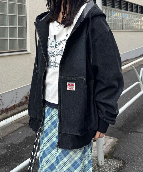 CIAOPANIC(チャオパニック)の「デニムダブルジップパーカー(デニムジャケット・レディース・インディゴブルー/グレー/サックスブルー/ブラック・MEDIUM/LARGE)」の7枚目の写真