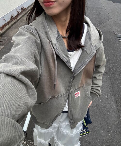 CIAOPANIC(チャオパニック)の「デニムダブルジップパーカー(デニムジャケット・レディース・インディゴブルー/グレー/サックスブルー/ブラック・MEDIUM/LARGE)」の12枚目の写真