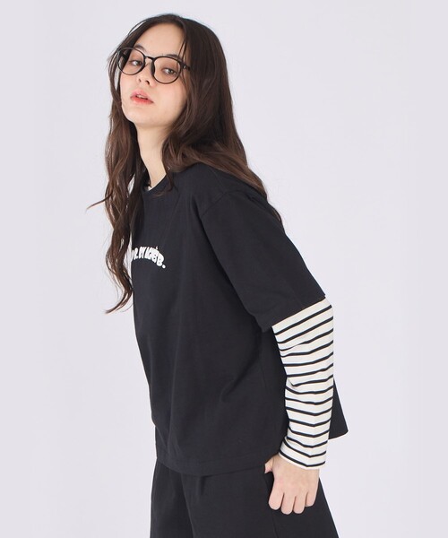 To b. by agnes b.(トゥービーバイアニエスベー)の「ロゴ パフプリント コットン 半袖 Tシャツ(Tシャツ/カットソー・レディース・ブラック・40/38)」の4枚目の写真
