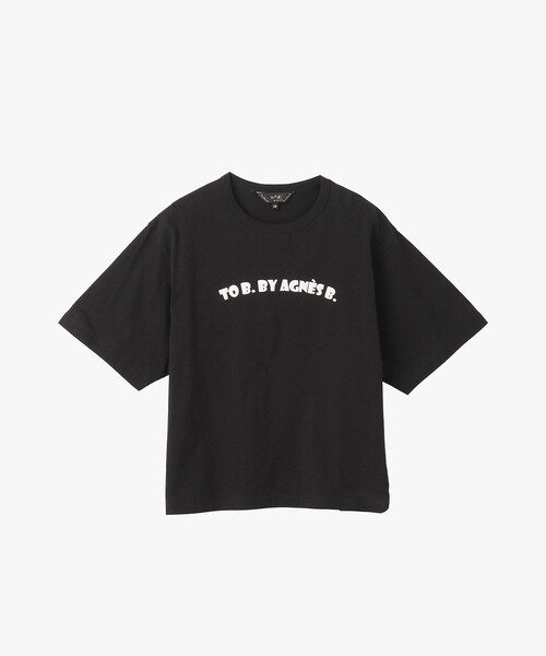 To b. by agnes b.(トゥービーバイアニエスベー)の「ロゴ パフプリント コットン 半袖 Tシャツ(Tシャツ/カットソー・レディース・ブラック・40/38)」の2枚目の写真