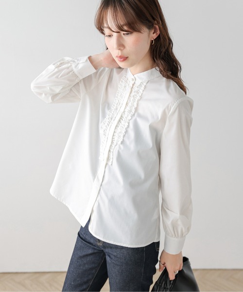 La-gemme(ラジェム)の「フリルバンドカラーブラウス(シャツ/ブラウス・レディース・ホワイト/ブラック・フリー)」の6枚目の写真