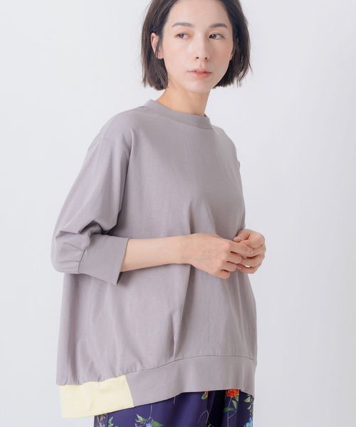 Kelen(ケレン)の「「KELEN / ケレン」コットンジャージー裾配色プルオーバー(Tシャツ/カットソー・レディース・チャコールグレー/グレー/ブラック/オフホワイト・M/S)」の4枚目の写真