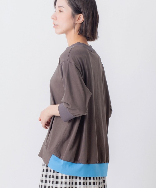 Kelen(ケレン)の「「KELEN / ケレン」コットンジャージー裾配色プルオーバー(Tシャツ/カットソー・レディース・チャコールグレー/グレー/ブラック/オフホワイト・M/S)」の1枚目の写真
