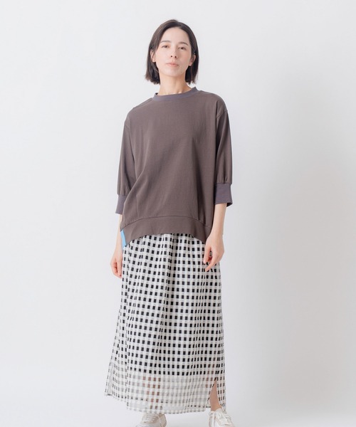 Kelen(ケレン)の「「KELEN / ケレン」コットンジャージー裾配色プルオーバー(Tシャツ/カットソー・レディース・チャコールグレー/グレー/ブラック/オフホワイト・M/S)」の21枚目の写真