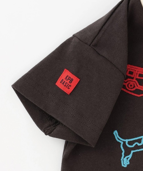 KP BOY（ケーピーボーイ）の「ハンド刺しゅう風 半袖Tシャツ（Tシャツ/カットソー・キッズ・オフホワイト/ブラック・90cm/100cm/110cm/120cm）」の6枚目の写真