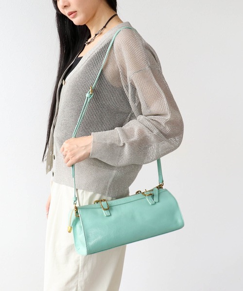 Three Four Time（ｽﾘｰﾌｫｰﾀｲﾑ）の「牛革横長ベルトショルダー（ショルダーバッグ・レディース・マスタード/ブルー・FREE）」の8枚目の写真