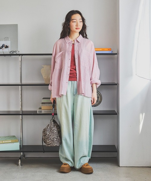 niko and...(ニコアンド)の「ドルマンシアーワイドシャツ(シャツ/ブラウス・レディース・ライトブルー/ピンク/ブラウン/チャコール/オフホワイト・LARGE/MEDIUM)」の13枚目の写真