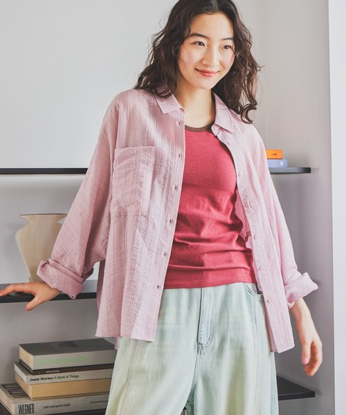 niko and...(ニコアンド)の「ドルマンシアーワイドシャツ(シャツ/ブラウス・レディース・ライトブルー/ピンク/ブラウン/チャコール/オフホワイト・LARGE/MEDIUM)」の9枚目の写真