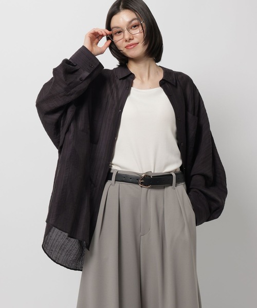 niko and...(ニコアンド)の「ドルマンシアーワイドシャツ(シャツ/ブラウス・レディース・ライトブルー/ピンク/ブラウン/チャコール/オフホワイト・LARGE/MEDIUM)」の19枚目の写真