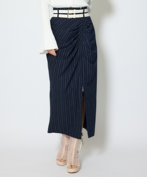 rienda(リエンダ)の「ダブルウエストデザインロングスカート 春服 夏服(スカート・レディース・ホワイト/ブラウン/ブルー系その他3・SMALL/MEDIUM)」の1枚目の写真