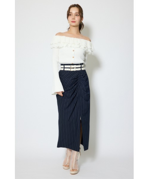 rienda(リエンダ)の「ダブルウエストデザインロングスカート 春服 夏服(スカート・レディース・ホワイト/ブラウン/ブルー系その他3・SMALL/MEDIUM)」の5枚目の写真