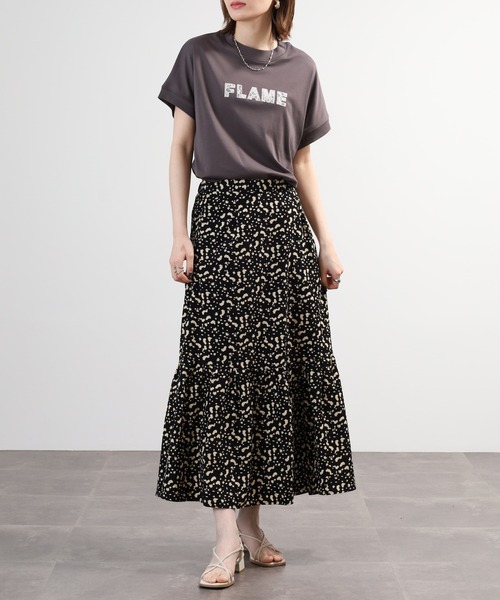 EGLANTINE(エグランティーヌ)の「EGLANTINE レースロゴ刺繍半袖Tシャツ 日本製 ローズペトール(Tシャツ/カットソー・レディース・ブルー/レモンイエロー/オフホワイト/チャコールグレー・38)」の18枚目の写真