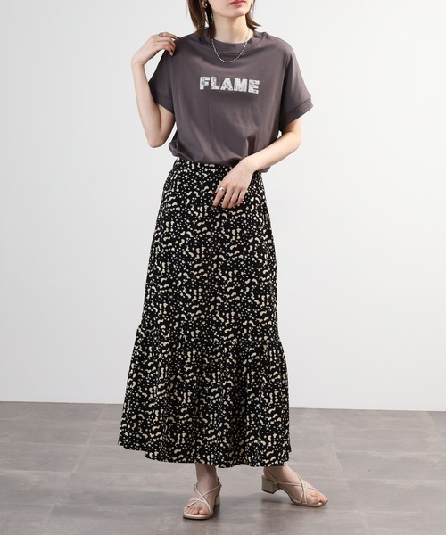 EGLANTINE(エグランティーヌ)の「EGLANTINE レースロゴ刺繍半袖Tシャツ 日本製 ローズペトール(Tシャツ/カットソー・レディース・ブルー/レモンイエロー/オフホワイト/チャコールグレー・38)」の19枚目の写真