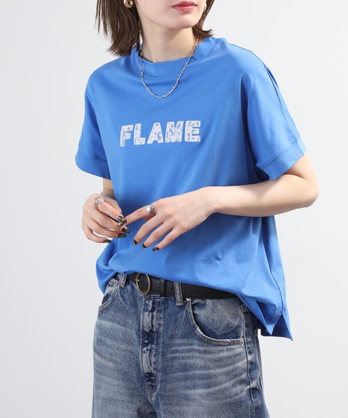 EGLANTINE(エグランティーヌ)の「EGLANTINE レースロゴ刺繍半袖Tシャツ 日本製 ローズペトール(Tシャツ/カットソー・レディース・ブルー/レモンイエロー/オフホワイト/チャコールグレー・38)」の20枚目の写真