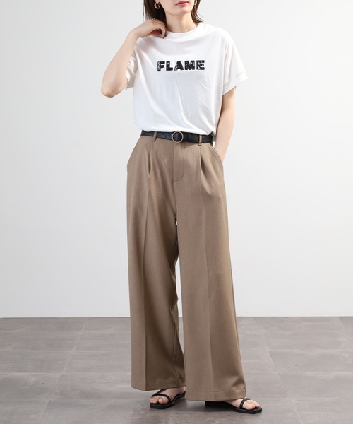 EGLANTINE(エグランティーヌ)の「EGLANTINE レースロゴ刺繍半袖Tシャツ 日本製 ローズペトール(Tシャツ/カットソー・レディース・ブルー/レモンイエロー/オフホワイト/チャコールグレー・38)」の11枚目の写真