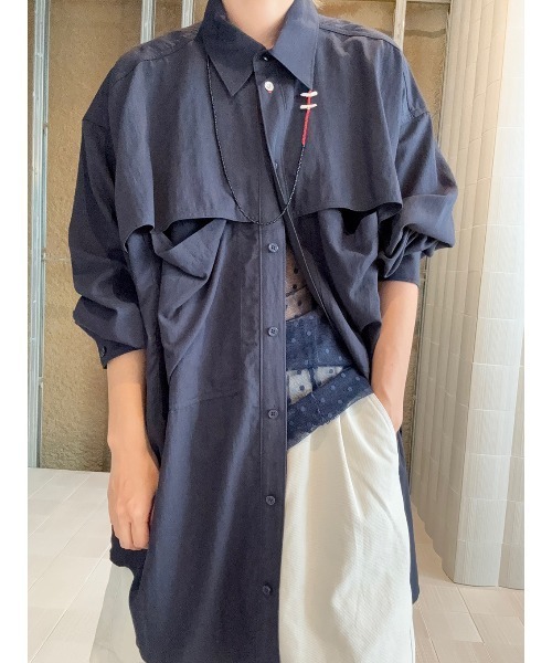 ELCHELE(エルチェレ)の「UTILITY OVER SHIRT(シャツ/ブラウス・レディース・ホワイト/ネイビー/ライトブルー・FREE)」の14枚目の写真