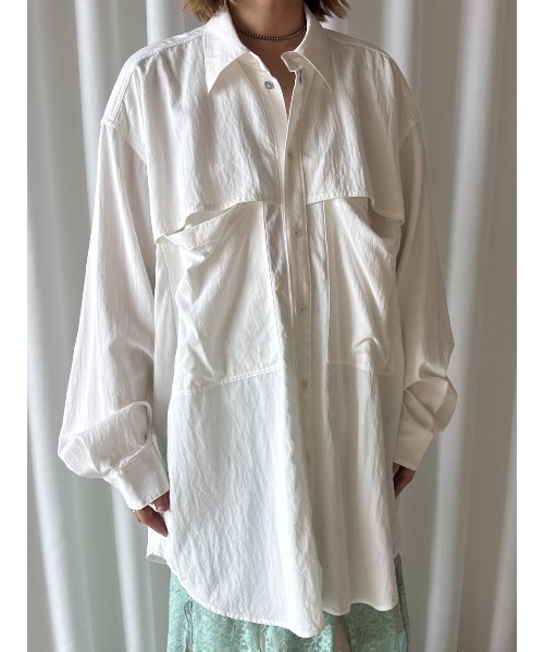 ELCHELE(エルチェレ)の「UTILITY OVER SHIRT(シャツ/ブラウス・レディース・ホワイト/ネイビー/ライトブルー・FREE)」の15枚目の写真