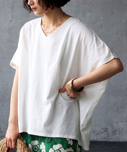 antiqua(アンティカ)の「綿100 汗ジミ防止 半袖 Tシャツ(Tシャツ/カットソー・レディース・ホワイト/グレー系その他2/ネイビー/杢グレー/ブラック/ブラウン系その他/ブラウン系その他2/ブルー系その他/グレー系その他/ホワイト系その他/ブラック系その他/グレー系その他3・ONESIZE)」の3枚目の写真