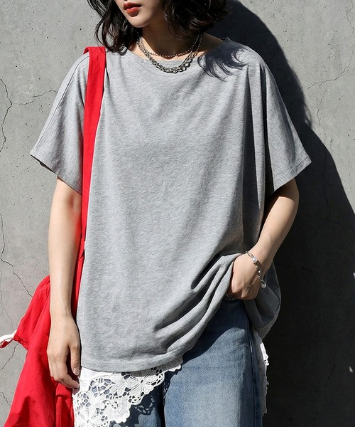 antiqua(アンティカ)の「綿100 汗ジミ防止 半袖 Tシャツ(Tシャツ/カットソー・レディース・ホワイト/グレー系その他2/ネイビー/杢グレー/ブラック/ブラウン系その他/ブラウン系その他2/ブルー系その他/グレー系その他/ホワイト系その他/ブラック系その他/グレー系その他3・ONESIZE)」の6枚目の写真