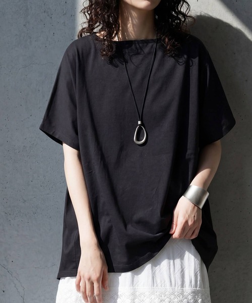 antiqua(アンティカ)の「綿100 汗ジミ防止 半袖 Tシャツ(Tシャツ/カットソー・レディース・ホワイト/グレー系その他2/ネイビー/杢グレー/ブラック/ブラウン系その他/ブラウン系その他2/ブルー系その他/グレー系その他/ホワイト系その他/ブラック系その他/グレー系その他3・ONESIZE)」の20枚目の写真