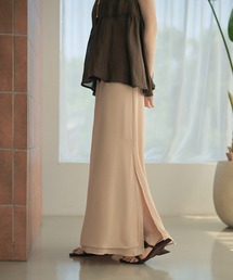 double hem side slit long skirt /ダブルヘムサイドスリットロングスカート