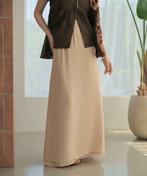 LAULEN(ローレン)の「double hem side slit long skirt /ダブルヘムサイドスリットロングスカート(スカート・レディース・アイボリー/ブラック/ピンク・FREE)」の18枚目の写真