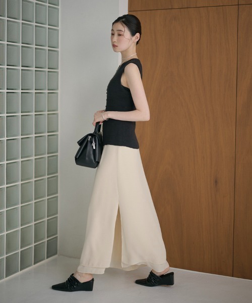 LAULEN(ローレン)の「double hem side slit long skirt /ダブルヘムサイドスリットロングスカート(スカート・レディース・アイボリー/ブラック/ピンク・FREE)」の12枚目の写真