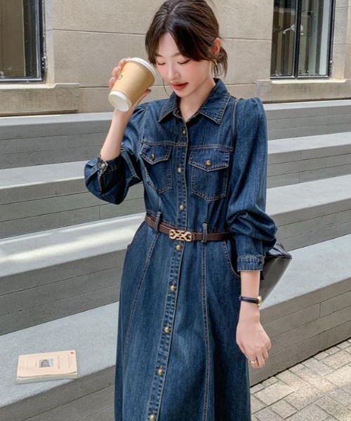 semplice（センプリチェ）の「デニムワンピ【韓国ファッション】（ワンピース・レディース・ブルー・XL/L/M/S）」の4枚目の写真