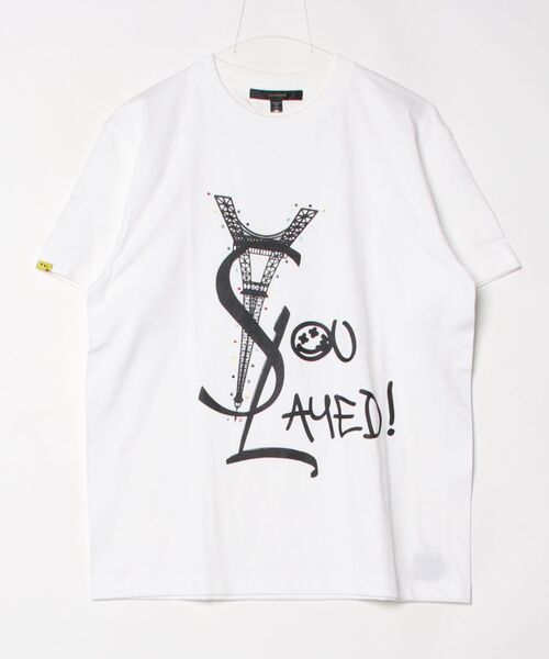 STUD MUFFIN(スタッドマフィン)の「STUD MUFFIN/スタッドマフィン/YSL RHINESTONE SST(Tシャツ/カットソー・メンズ・ホワイト/ブラック・3/2/4)」の2枚目の写真