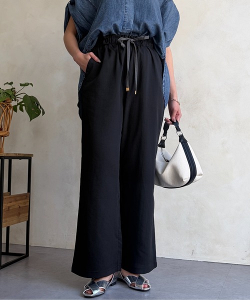 Chez toi(シェトワ)の「【コスパ◎】【ラクなのにきれい見え】リネンライク配色イージーパンツ(その他パンツ・レディース・ピンク/ベージュ/ネイビー/ブラック/カーキ・FREE)」の20枚目の写真