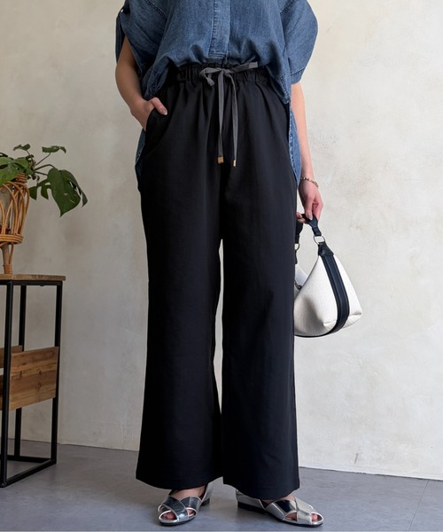 Chez toi(シェトワ)の「【コスパ◎】【ラクなのにきれい見え】リネンライク配色イージーパンツ(その他パンツ・レディース・ピンク/ベージュ/ネイビー/ブラック/カーキ・FREE)」の21枚目の写真