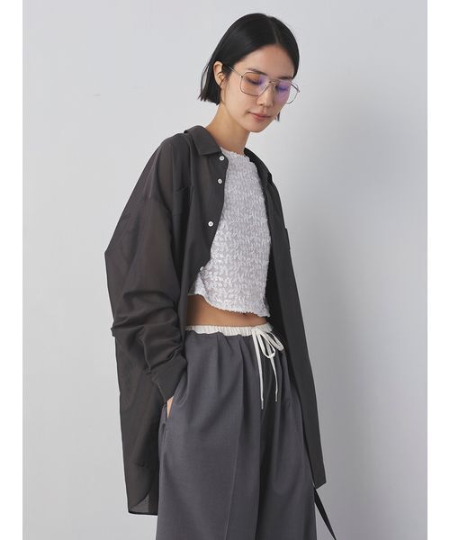 MIESROHE（ミースロエ）の「【洗える・接触冷感】サイドスリット　シアーシャツ（シャツ/ブラウス・レディース・ホワイト/ブルー/チャコールグレー・F）」の18枚目の写真