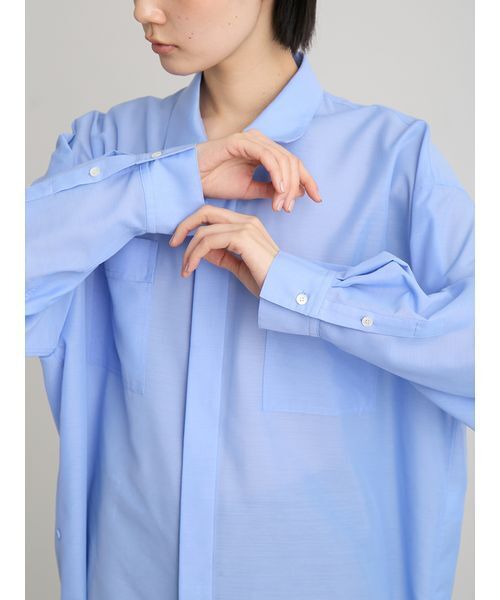 MIESROHE（ミースロエ）の「【洗える・接触冷感】サイドスリット　シアーシャツ（シャツ/ブラウス・レディース・ホワイト/ブルー/チャコールグレー・F）」の8枚目の写真