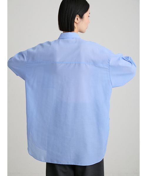 MIESROHE（ミースロエ）の「【洗える・接触冷感】サイドスリット　シアーシャツ（シャツ/ブラウス・レディース・ホワイト/ブルー/チャコールグレー・F）」の13枚目の写真