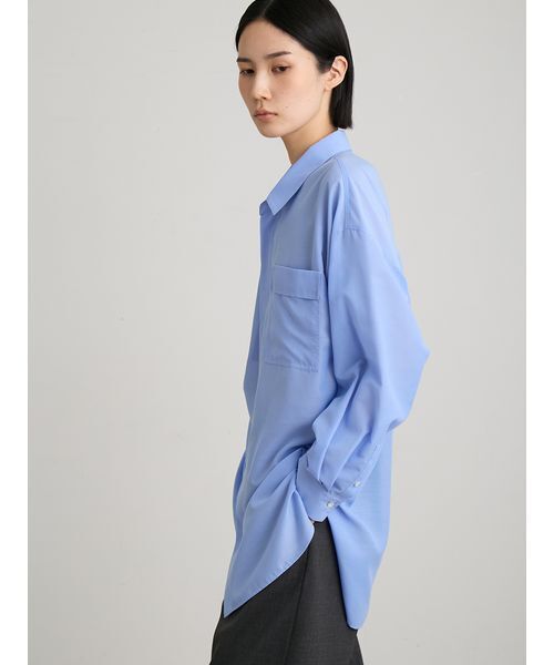 MIESROHE（ミースロエ）の「【洗える・接触冷感】サイドスリット　シアーシャツ（シャツ/ブラウス・レディース・ホワイト/ブルー/チャコールグレー・F）」の14枚目の写真