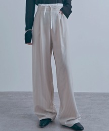 【SG】レイヤード風ダブルウエストパンツ ストライプパンツ