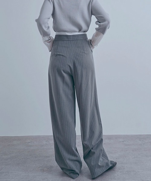 NYLAUS（ナイラス）の「【SG】レイヤード風ダブルウエストパンツ ストライプパンツ（その他パンツ・レディース・ネイビー/グレー/アイボリー・M）」の18枚目の写真