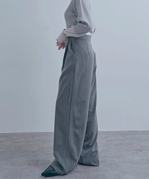 NYLAUS（ナイラス）の「【SG】レイヤード風ダブルウエストパンツ ストライプパンツ（その他パンツ・レディース・ネイビー/グレー/アイボリー・M）」の19枚目の写真