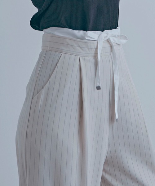 NYLAUS（ナイラス）の「【SG】レイヤード風ダブルウエストパンツ ストライプパンツ（その他パンツ・レディース・ネイビー/グレー/アイボリー・M）」の7枚目の写真