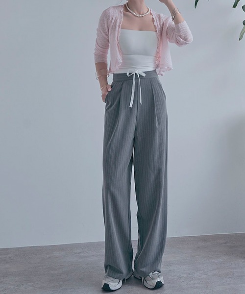 NYLAUS（ナイラス）の「【SG】レイヤード風ダブルウエストパンツ ストライプパンツ（その他パンツ・レディース・ネイビー/グレー/アイボリー・M）」の22枚目の写真