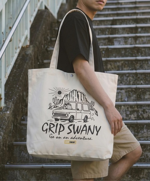 GRIP SWANY(グリップスワニー)の「【GSUB-164】 BEAR TOTE BAG (L)(トートバッグ・メンズ・ナチュラル/ブラック・FREE)」の1枚目の写真
